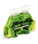 2-conductor terminal block; on both sides with push-button; with fixing flange; for screw or similar mounting types; Fixing hole 3.2 mm Ø; 2.5 mm²; CAGE CLAMP®; 2,50 mm²; green-yellow