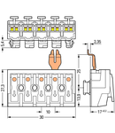 Lighting connector; push-button, external; for Linect®; with angled snap-in ground contact; L´-N´-L-PE-N; 5-pole; Cod. L; Lighting side: for solid conductors; Inst. side: for all conductor types; max. 2.5 mm²; Surrounding air temperature: max 85°C (T85); 