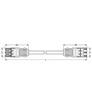 pre-assembled interconnecting cable; Eca; Socket/plug; 3-pole; Cod. B; H05VV-F 3 x 1.0 mm²; 2 m; 1,00 mm²; gray