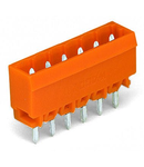 THT male header; 1.2 x 1.2 mm solder pin; straight; Pin spacing 5.08 mm; 18-pole; orange