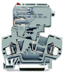 2-conductor fuse terminal block; with pivoting fuse holder; for 5 x 30 mm miniature metric fuse; with blown fuse indication by LED; 30 - 65 V; for DIN-rail 35 x 15 and 35 x 7.5; 4 mm²; CAGE CLAMP®; 4,00 mm²; gray