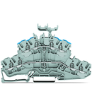 4-conductor double deck terminal block; Through/through terminal block; L/N; with marker carrier; Blue conductor entry upper deck; for DIN-rail 35 x 15 and 35 x 7.5; 2.5 mm²; Push-in CAGE CLAMP®; 2,50 mm²; gray