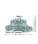 4-conductor double deck terminal block; Through/through terminal block; L/N; with marker carrier; Blue conductor entry upper deck; for DIN-rail 35 x 15 and 35 x 7.5; 2.5 mm²; Push-in CAGE CLAMP®; 2,50 mm²; gray