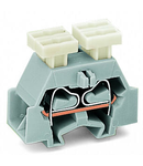 4-conductor terminal block; on both sides with push-button; with snap-in mounting foot; for plate thickness 0.6 - 1.2 mm; Fixing hole 3.5 mm Ø; 2.5 mm²; CAGE CLAMP®; 2,50 mm²; gray