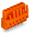 THT female header; 0.6 x 1.0 mm solder pin; straight; Pin spacing 5.08 mm; 20-pole; orange