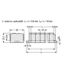 4-conductor terminal strip; suitable for Ex e II applications; 5-pole; without push-buttons; with fixing flanges; for screw or similar mounting types; Fixing hole 3.2 mm Ø; 2.5 mm²; CAGE CLAMP®; 2,50 mm²; light gray