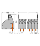 2-conductor PCB terminal block; 1.5 mm²; Pin spacing 5 mm; 10-pole; Push-in CAGE CLAMP®; 1,50 mm²; gray