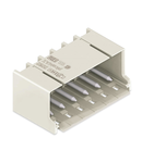 THR male header; 1.4 mm Ø solder pin; angled; Pin spacing 5 mm; 3-pole; light gray