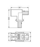 T-distribution connector; 2-pole; 1 input; 2 outputs; green