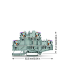 Double-deck terminal block; with push-button; 4-conductor through terminal block; N; without marker carrier; for Ex e II and Ex i applications; internal commoning; conductor entry with violet marking; for DIN-rail 35 x 15 and 35 x 7.5; 2.5 mm²; Push-in CA