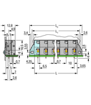 PCB terminal block; push-button; 2.5 mm²; Pin spacing 10 mm; 4-pole; CAGE CLAMP®; clamping collar; 2,50 mm²; gray