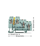 3-conductor actuator supply terminal block; LED (yellow); for NPN-(low-side) switching actuators; 2.5 mm²; CAGE CLAMP®; 2,50 mm²; gray