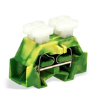 4-conductor terminal block; on both sides with push-buttons; with snap-in mounting foot; for plate thickness 0.6 - 1.2 mm; Fixing hole 3.5 mm Ø; 2.5 mm²; CAGE CLAMP®; 2,50 mm²; green-yellow