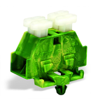 4-conductor terminal block; on both sides with push-buttons; with snap-in mounting foot; for plate thickness 0.6 - 1.2 mm; Fixing hole 3.5 mm Ø; 2.5 mm²; CAGE CLAMP®; 2,50 mm²; green-yellow