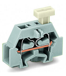 Space-saving, 2-conductor end terminal block; suitable for Ex i applications; on one side with push-button; without protruding snap-in mounting foot; for terminal strips with snap-in mounting feet; 2.5 mm²; CAGE CLAMP®; 2,50 mm²; blue
