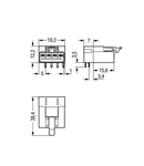 Plug for PCBs; angled; 4-pole; Cod. B