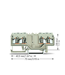 Double potential terminal block; 2.5 mm²; suitable for Ex e II applications; with double, center marker slot; for DIN-rail 35 x 15 and 35 x 7.5; CAGE CLAMP®; 2,50 mm²; light gray