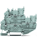 1-conductor/1-pin double deck receptacle terminal block; Through/through terminal block; L/L; without marker carrier; suitable for Ex nA applications; for DIN-rail 35 x 15 and 35 x 7.5; 2.5 mm²; Push-in CAGE CLAMP®; 2,50 mm²; gray