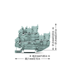 1-conductor/1-pin double deck receptacle terminal block; Through/through terminal block; L/L; without marker carrier; suitable for Ex nA applications; for DIN-rail 35 x 15 and 35 x 7.5; 2.5 mm²; Push-in CAGE CLAMP®; 2,50 mm²; gray