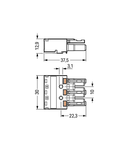 Socket; 3-pole; Cod. B; 4,00 mm²; pink