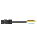 pre-assembled connecting cable; Eca; Plug/open-ended; 3-pole; Cod. A; H05VV-F 3G 1.5 mm²; 1 m; 1,50 mm²; black