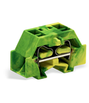 Space-saving, 4-conductor end terminal block; without push-buttons; without protruding snap-in mounting foot; for terminal strips with snap-in mounting feet; 2.5 mm²; CAGE CLAMP®; 2,50 mm²; green-yellow