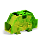 Space-saving, 4-conductor end terminal block; without push-buttons; without protruding snap-in mounting foot; for terminal strips with snap-in mounting feet; 2.5 mm²; CAGE CLAMP®; 2,50 mm²; green-yellow