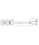 pre-assembled connecting cable; Eca; Plug/open-ended; 2-pole; Cod. A; H05VV-F 2 x 2.5 mm²; 2 m; 2,50 mm²; black