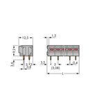 2-conductor PCB terminal block; 0.75 mm²; Pin spacing 5/5.08 mm; 6-pole; PUSH WIRE®; 0,75 mm²; gray