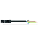 pre-assembled connecting cable; Eca; Socket/open-ended; 4-pole; Cod. A; H05Z1Z1-F 4G 1.5 mm²; 3 m; 1,50 mm²; black