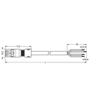 pre-assembled connecting cable; Eca; Socket/open-ended; 4-pole; Cod. A; H05Z1Z1-F 4G 1.5 mm²; 3 m; 1,50 mm²; black