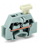 2-conductor terminal block; on one side with push-button; with fixing flange; for screw or similar mounting types; Fixing hole 3.2 mm Ø; 2.5 mm²; CAGE CLAMP®; 2,50 mm²; light gray