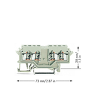 Double potential terminal block; 2.5 mm²; suitable for Ex e II applications; lateral marker slots; for DIN-rail 35 x 15 and 35 x 7.5; CAGE CLAMP®; 2,50 mm²; light gray