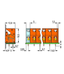 PCB terminal block; push-button; 2.5 mm²; Pin spacing 7.62 mm; 4-pole; CAGE CLAMP®; 2,50 mm²; orange