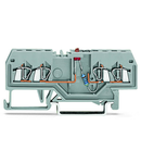 Component terminal block; 4-conductor; LED (red); 24 VDC; for DIN-rail 35 x 15 and 35 x 7.5; 1.5 mm²; CAGE CLAMP®; 1,50 mm²; gray