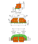 PCB terminal block; 2.5 mm²; Pin spacing 5.08 mm; 10-pole; CAGE CLAMP®; clamping collar; 2,50 mm²; orange