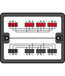 Distribution box; Single-phase current (230 V); 2 inputs; 6 outputs; Cod. A, P; MIDI; black