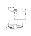 T-distribution connector; 3-pole; Cod. A; 1 input; 2 outputs; 3 locking levers; for flying leads; white