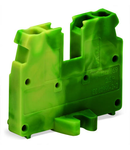 2-conductor end terminal block; without push-buttons; with fixing flange; for screw or similar mounting types; Fixing hole 3.2 mm Ø; 2.5 mm²; CAGE CLAMP®; 2,50 mm²; green-yellow