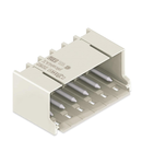 THR male header; 1.4 mm Ø solder pin; angled; Pin spacing 5 mm; 6-pole; light gray