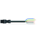 pre-assembled connecting cable; Eca; Plug/open-ended; 5-pole; Cod. A; H05VV-F 5G 1.5 mm²; 1 m; 1,50 mm²; black