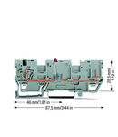 1-conductor/1-pin component carrier terminal block; with 2 jumper positions; LED (red); 24 VDC; for DIN-rail 35 x 15 and 35 x 7.5; 4 mm²; CAGE CLAMP®; 4,00 mm²; gray