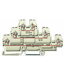 Triple-deck terminal block; Ground conductor/through/through terminal block; PE/L/L; suitable for Ex e II applications; for DIN-rail 35 x 15 and 35 x 7.5; 2.5 mm²; CAGE CLAMP®; 2,50 mm²; light gray