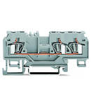 3-conductor through terminal block; 4 mm²; with test port; without shield contact; center marking; for DIN-rail 35 x 15 and 35 x 7.5; CAGE CLAMP®; 4,00 mm²; orange