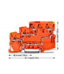 3-conductor sensor/actuator terminal block; for NPN-(low-side) switching actuators; with ground contact; with colored conductor entries; 2.5 mm²; Push-in CAGE CLAMP®; 2,50 mm²; orange