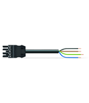 pre-assembled connecting cable; Eca; Socket/open-ended; 4-pole; Cod. A; H05VV-F 4G 1.5 mm²; 2 m; 1,50 mm²; black