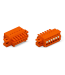 1-conductor female plug; 100% protected against mismating; push-button; clamping collar; 1.5 mm²; Pin spacing 3.81 mm; 6-pole; 1,50 mm²; orange