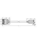 pre-assembled connecting cable; Eca; Socket/open-ended; 5-pole; Cod. A; H05VV-F 5G 1.5 mm²; 1 m; 1,50 mm²; white