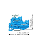 1-conductor/1-pin double deck receptacle terminal block; Through/through terminal block; N/N; with marker carrier; suitable for Ex i applications; for DIN-rail 35 x 15 and 35 x 7.5; Push-in CAGE CLAMP®; 1,00 mm²; blue