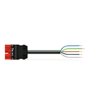 pre-assembled connecting cable; Eca; Plug/open-ended; 5-pole; Cod. P; H05VV-F 5G 1.5 mm²; 1 m; 1,50 mm²; red